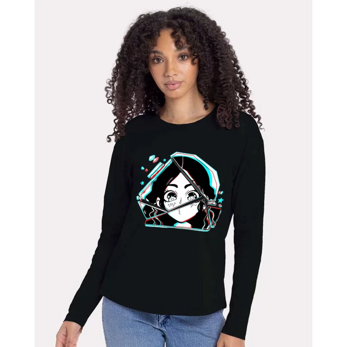 Anime Broken Glass Sparkle Eyes Womens Cotton Relaxed Long Sleeve T-Shirt