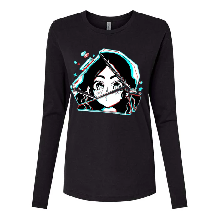 Anime Broken Glass Sparkle Eyes Womens Cotton Relaxed Long Sleeve T-Shirt