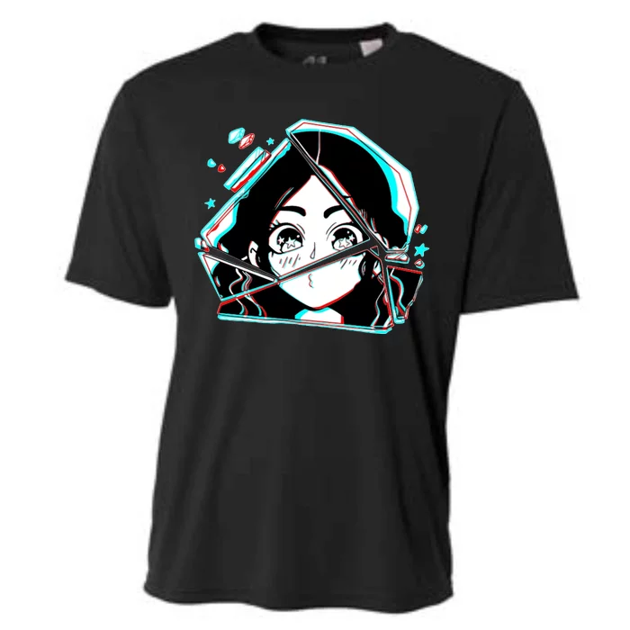 Anime Broken Glass Sparkle Eyes Cooling Performance Crew T-Shirt