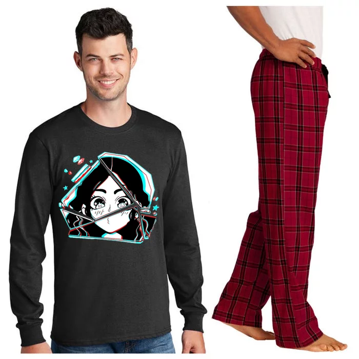 Anime Broken Glass Sparkle Eyes Long Sleeve Pajama Set