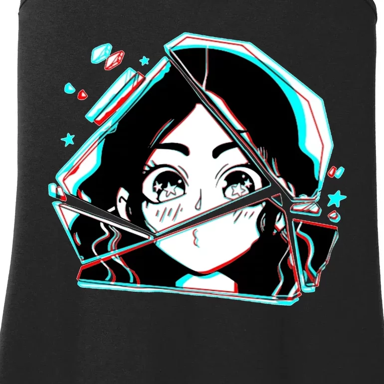 Anime Broken Glass Sparkle Eyes Ladies Essential Tank