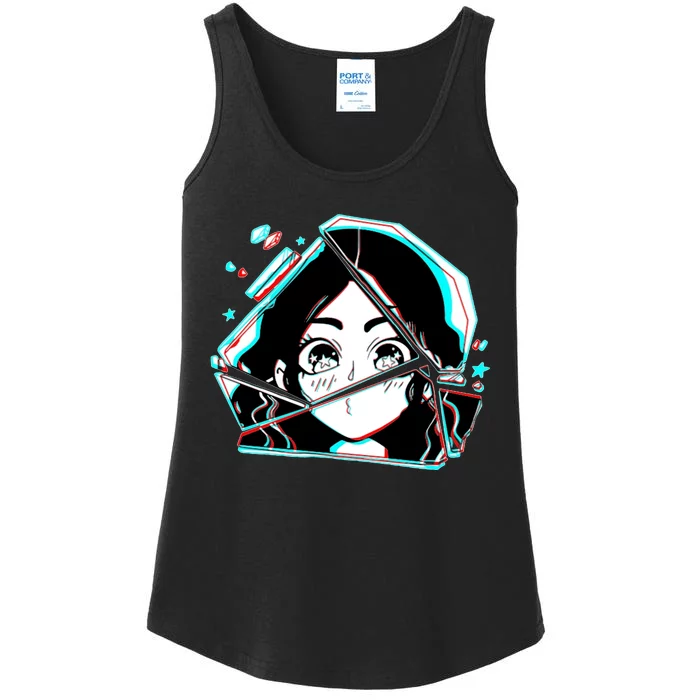 Anime Broken Glass Sparkle Eyes Ladies Essential Tank