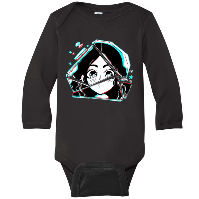 Anime Broken Glass Sparkle Eyes Baby Long Sleeve Bodysuit