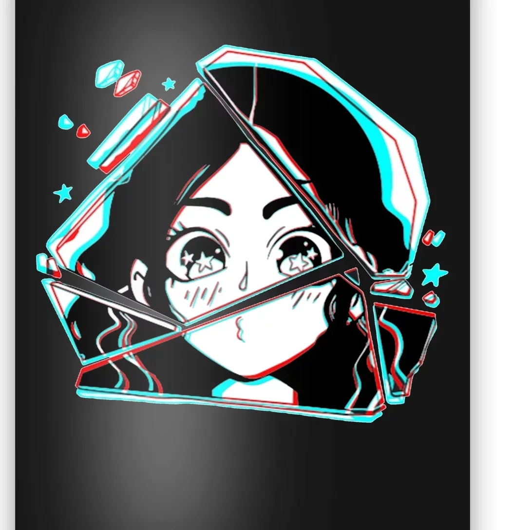 Anime Broken Glass Sparkle Eyes Poster