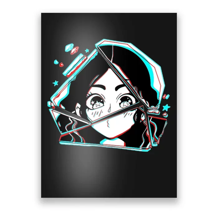 Anime Broken Glass Sparkle Eyes Poster