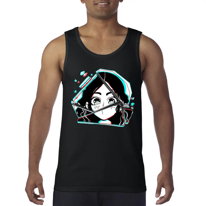 Anime Broken Glass Sparkle Eyes Tank Top