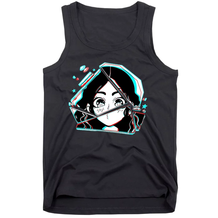 Anime Broken Glass Sparkle Eyes Tank Top