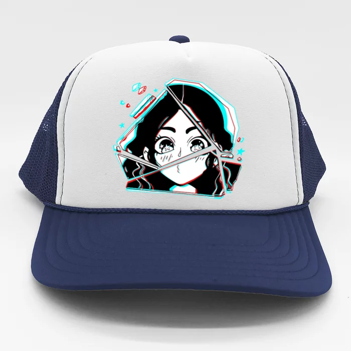 Anime Broken Glass Sparkle Eyes Trucker Hat