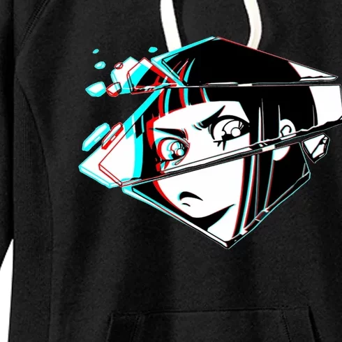 Anime Eyes Broken Glass Women's Fleece Hoodie