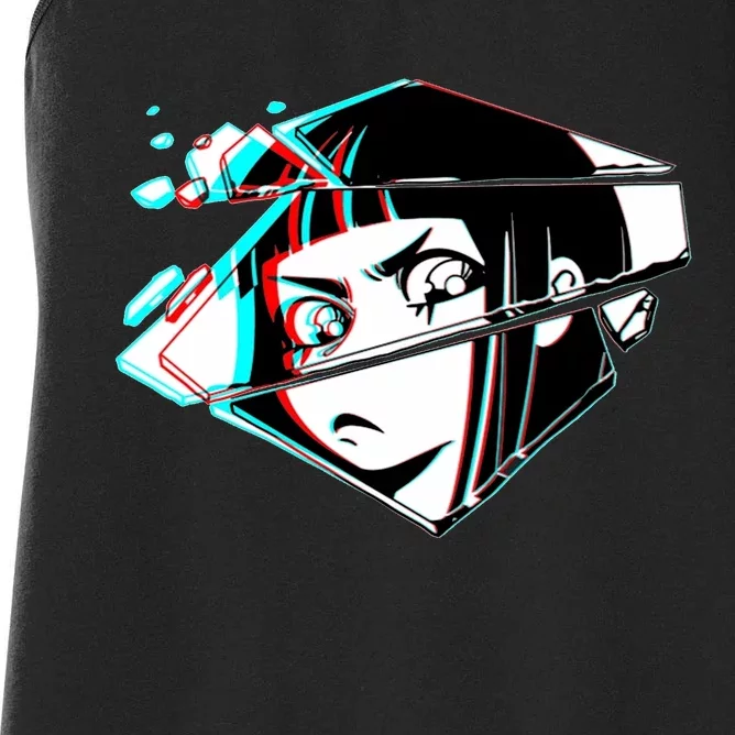 Anime Eyes Broken Glass Women's Racerback Tank