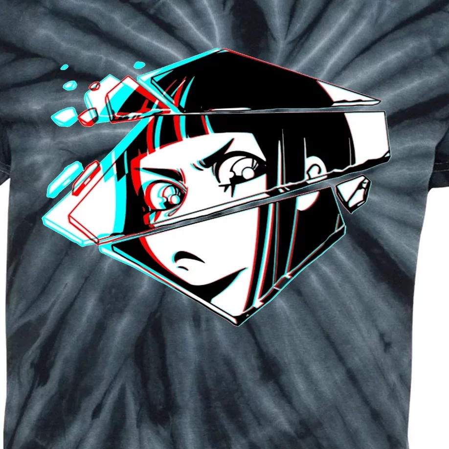 Anime Eyes Broken Glass Kids Tie-Dye T-Shirt