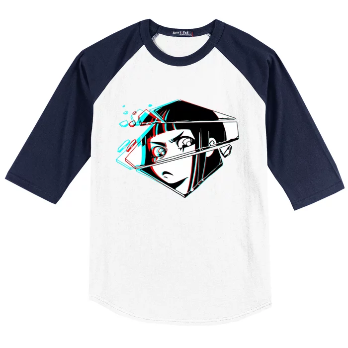 Anime Eyes Broken Glass Baseball Sleeve Shirt