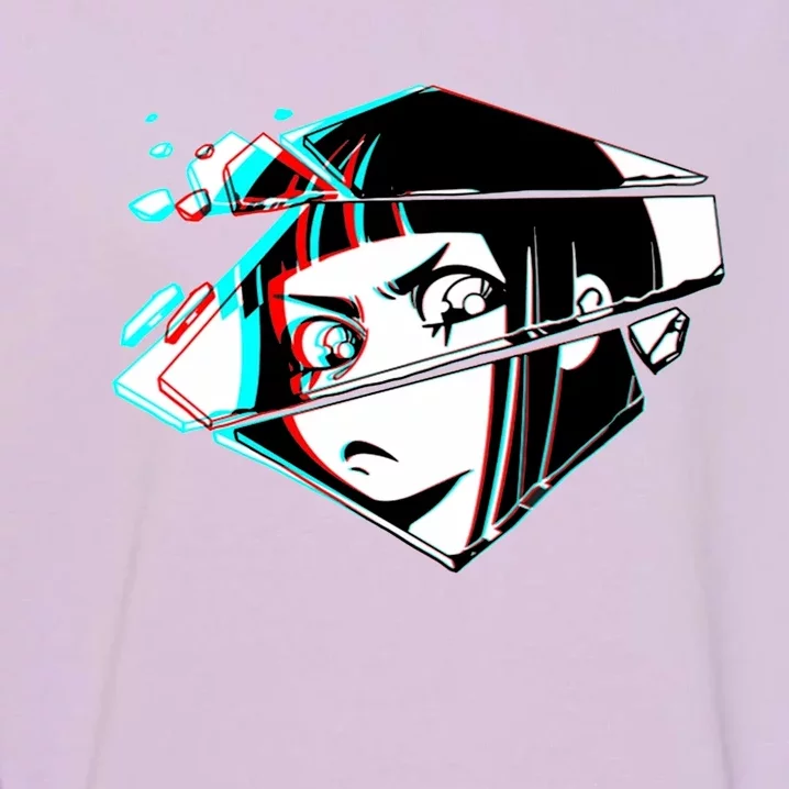 Anime Eyes Broken Glass Garment-Dyed Sweatshirt