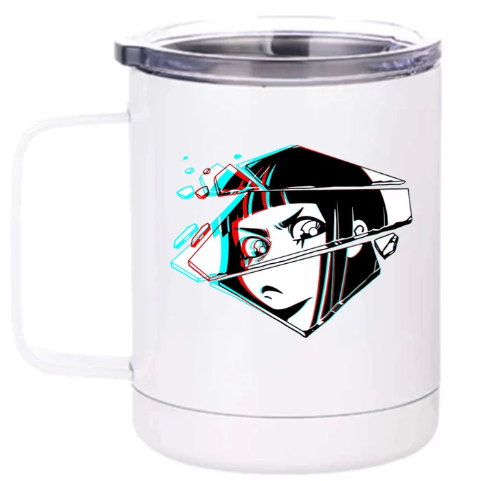 Anime Eyes Broken Glass Front & Back 12oz Stainless Steel Tumbler Cup