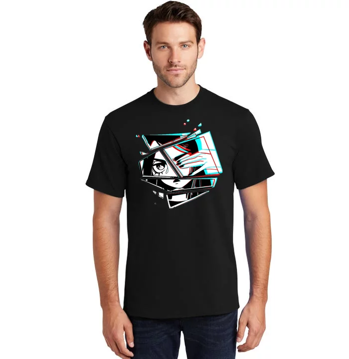 Anime Eyes Broken Glass Hand Over Eye Tall T-Shirt