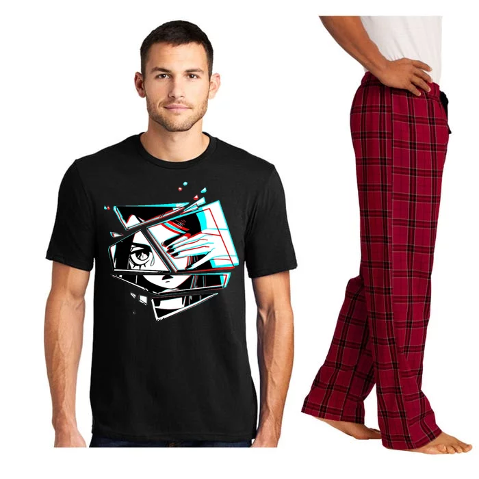 Anime Eyes Broken Glass Hand Over Eye Pajama Set