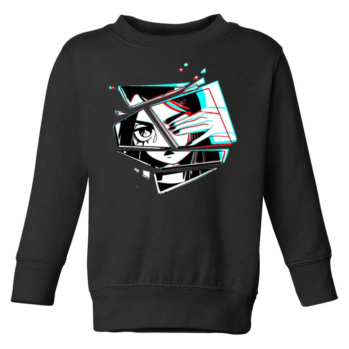 Anime Eyes Broken Glass Hand Over Eye Toddler Sweatshirt