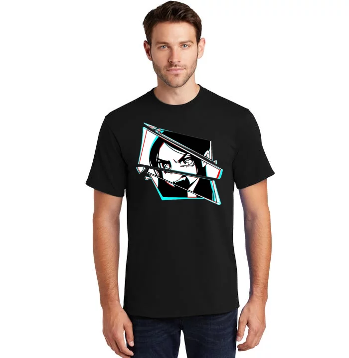 Anime Eyes Broken Glass Yelling Tall T-Shirt