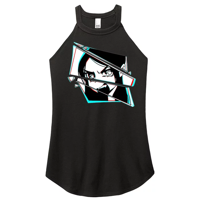 Anime Eyes Broken Glass Yelling Women’s Perfect Tri Rocker Tank