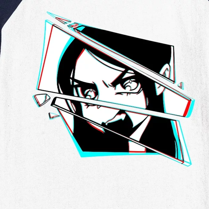 Anime Eyes Broken Glass Yelling Baseball Sleeve Shirt