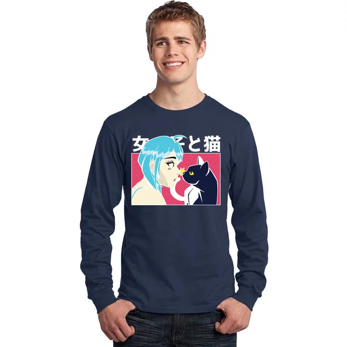 Anime Girl Cat Tall Long Sleeve T-Shirt