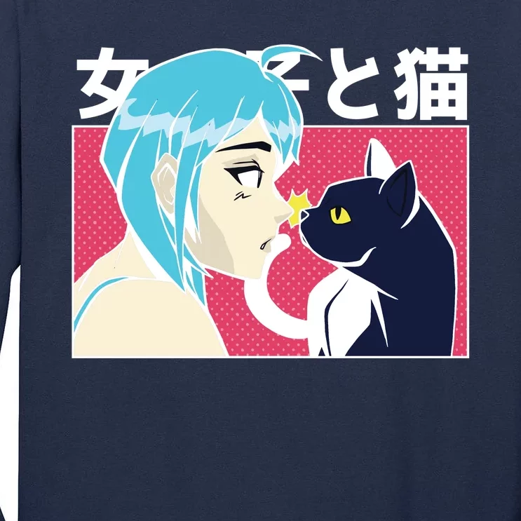 Anime Girl Cat Tall Long Sleeve T-Shirt