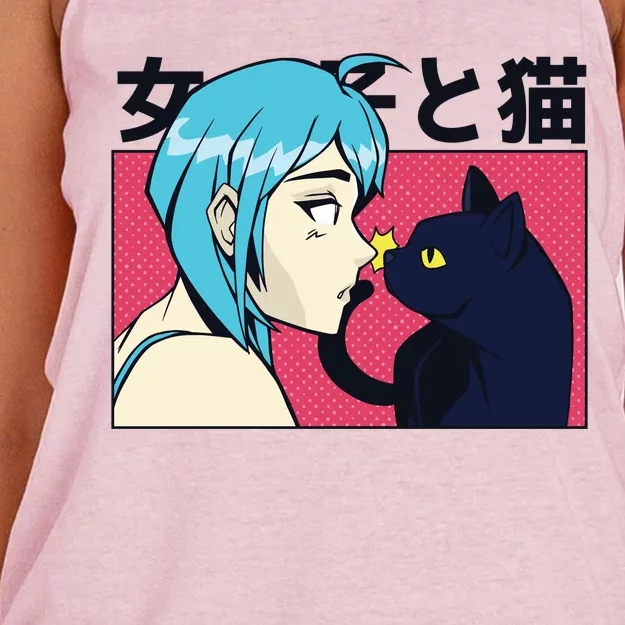 Anime Girl Cat Women's Knotted Racerback Tank