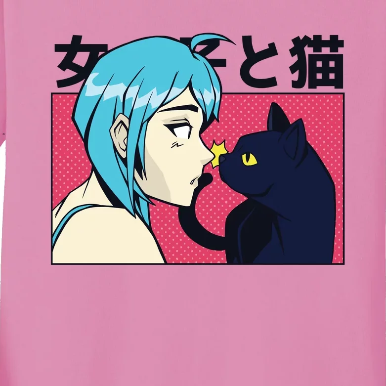 Anime Girl Cat Kids Long Sleeve Shirt