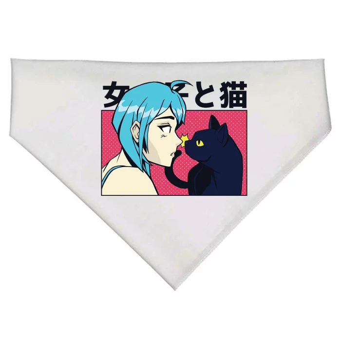 Anime Girl Cat USA-Made Doggie Bandana