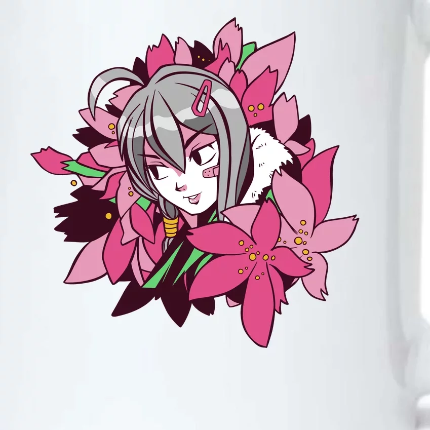 Anime Girl Flowers Black Color Changing Mug