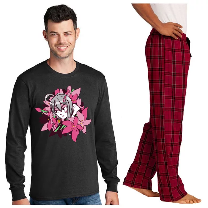 Anime Girl Flowers Long Sleeve Pajama Set