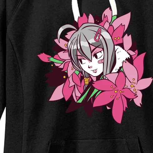 Anime Girl Flowers Women's Fleece Hoodie