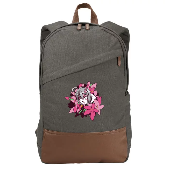 Anime Girl Flowers Cotton Canvas Backpack