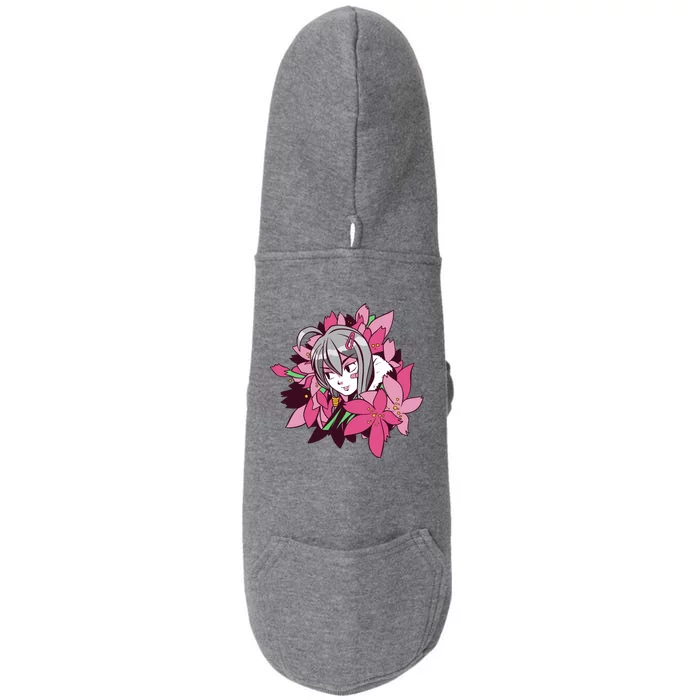 Anime Girl Flowers Doggie 3-End Fleece Hoodie