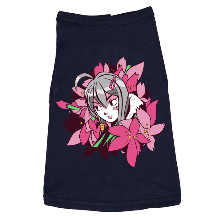 Anime Girl Flowers Doggie Tank