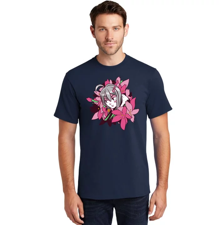 Anime Girl Flowers Tall T-Shirt