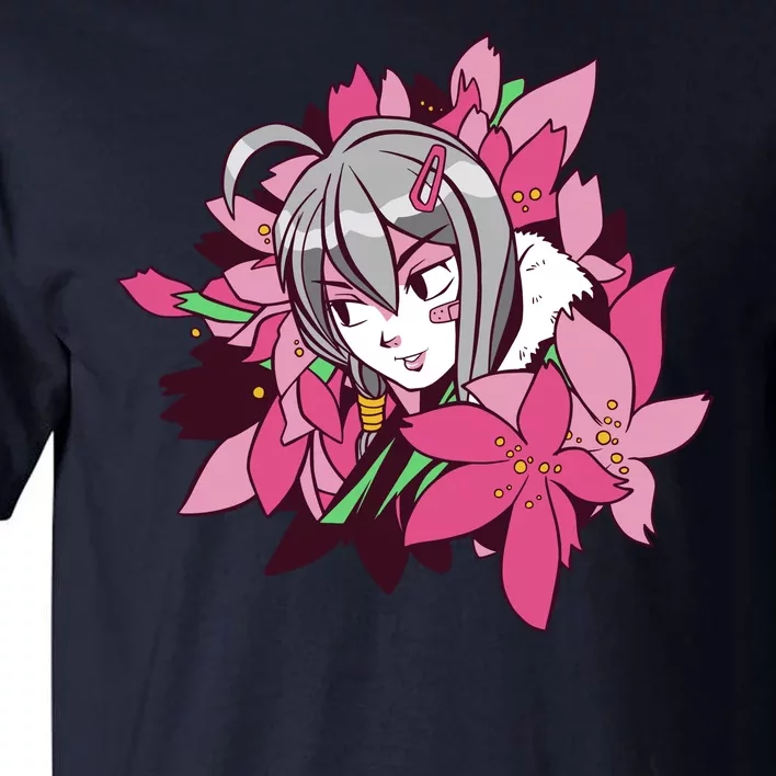 Anime Girl Flowers Tall T-Shirt