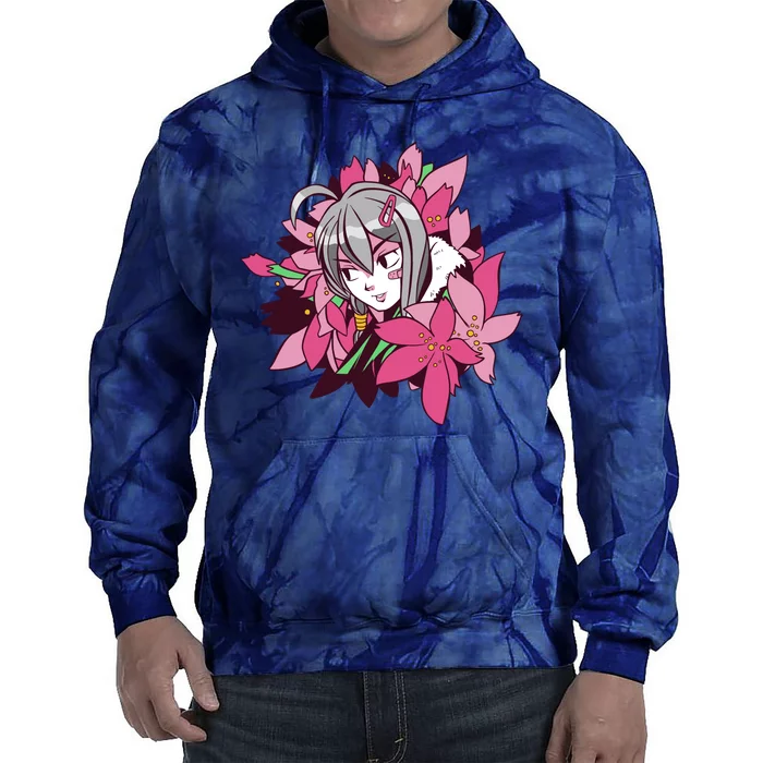 Anime Girl Flowers Tie Dye Hoodie