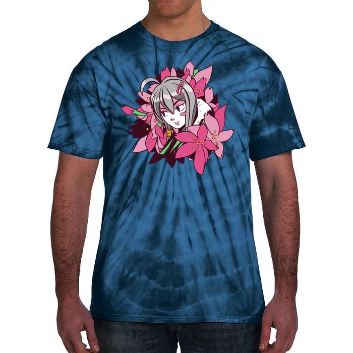 Anime Girl Flowers Tie-Dye T-Shirt