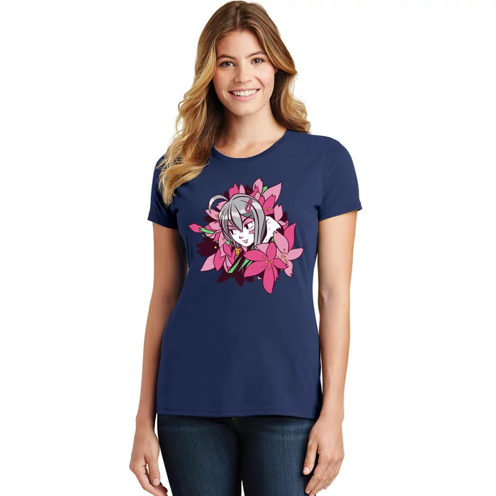 Anime Girl Flowers Women's T-Shirt