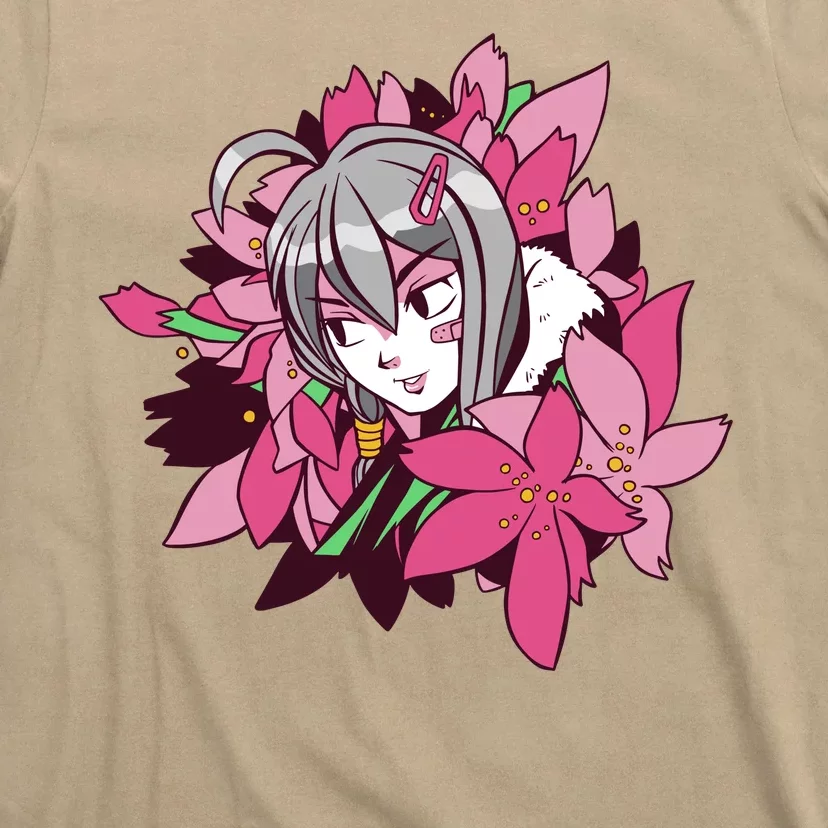 Anime Girl Flowers T-Shirt