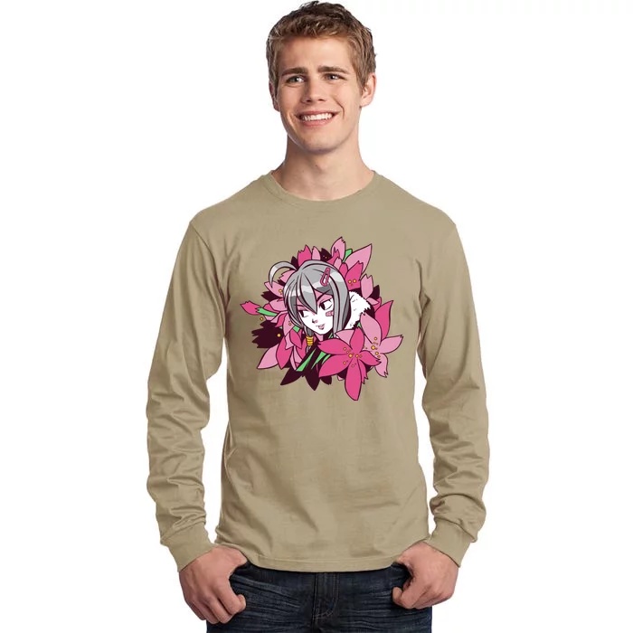 Anime Girl Flowers Tall Long Sleeve T-Shirt