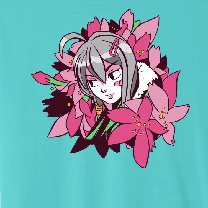 Anime Girl Flowers ChromaSoft Performance T-Shirt