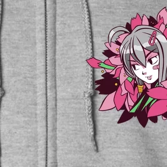 Anime Girl Flowers Full Zip Hoodie