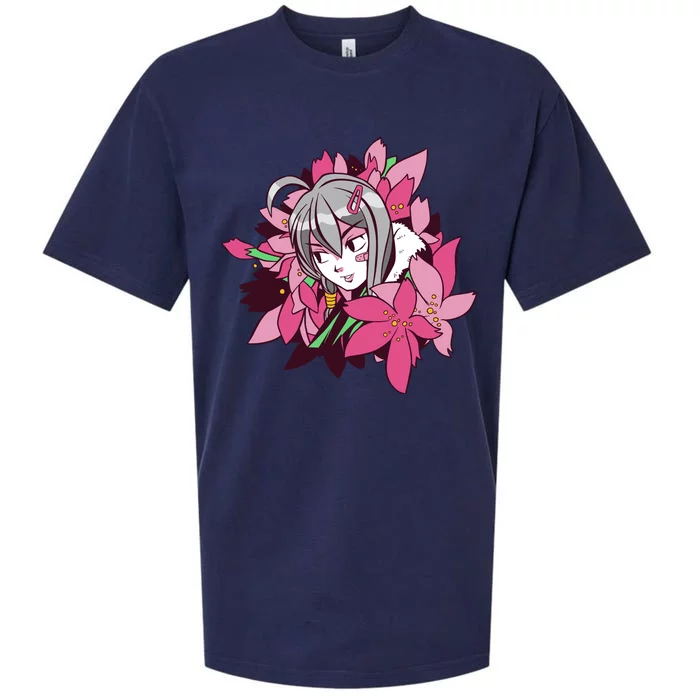 Anime Girl Flowers Sueded Cloud Jersey T-Shirt