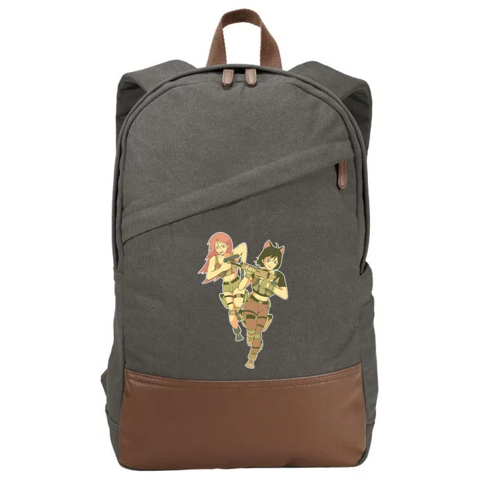 Anime Girl Soldiers Cotton Canvas Backpack