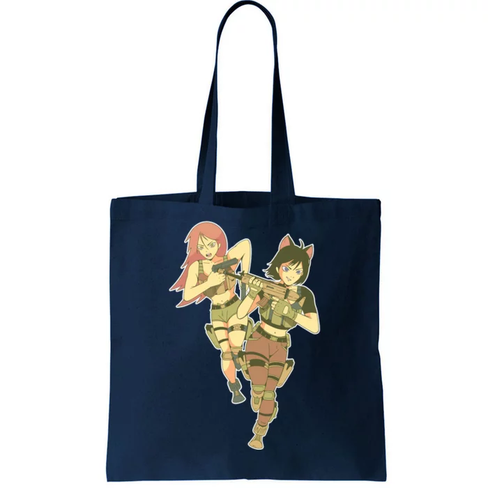 Anime Girl Soldiers Tote Bag