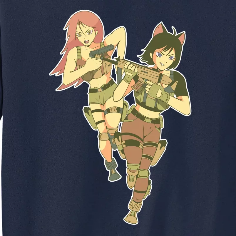 Anime Girl Soldiers Tall Sweatshirt