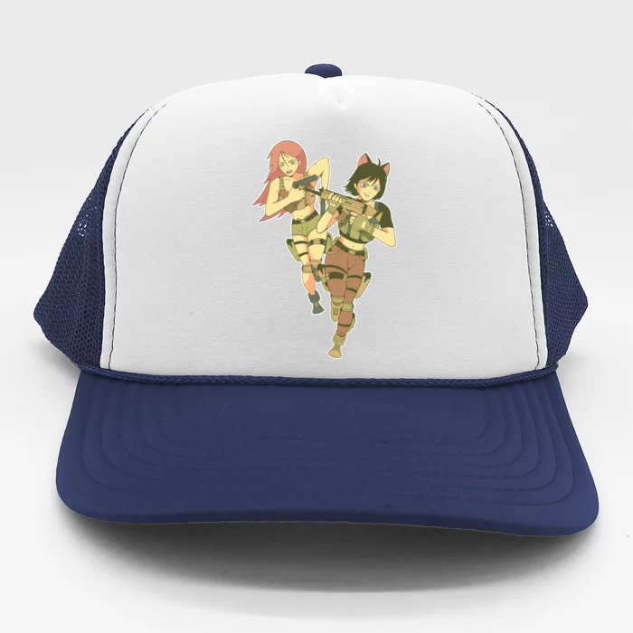 Anime Girl Soldiers Trucker Hat