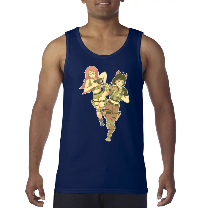 Anime Girl Soldiers Tank Top